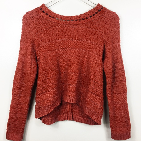 Moth Sweaters - NN-19: Moth by Anthro orange knit crop sweater mp